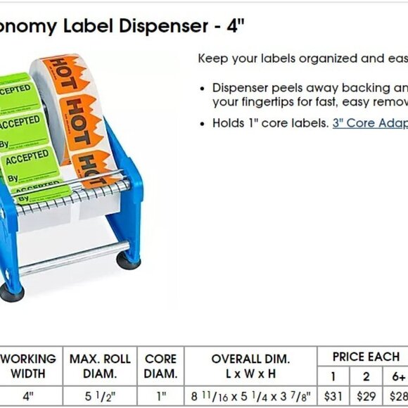 LABEL Dispenser - 4" - Picture 4 of 4